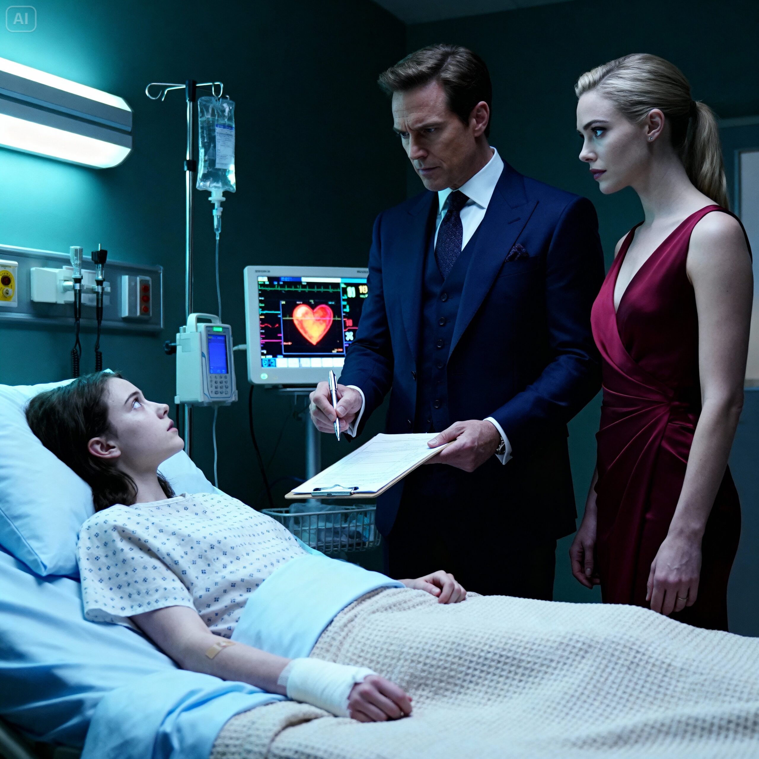 “While the wife lay on her hospital bed, her fate uncertain, the husband and his mistress arrived holding divorce papers, forcing her to sign them. At that very moment, the mother-in-law appeared, bringing something that left him utterly stunned