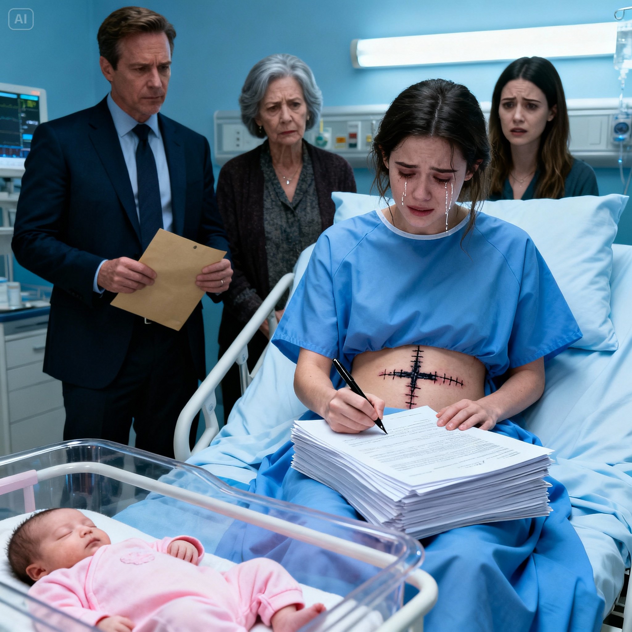 “Sign the divorce papers now! I’m sick of looking at your bloated, milk-stained body! I need a young trophy wife worthy of my CEO status, not a pathetic housewife like you!” My husband threw divorce papers in my face while I was still bleeding from an emergency C-section. He brought his mistress secretary to mock me.