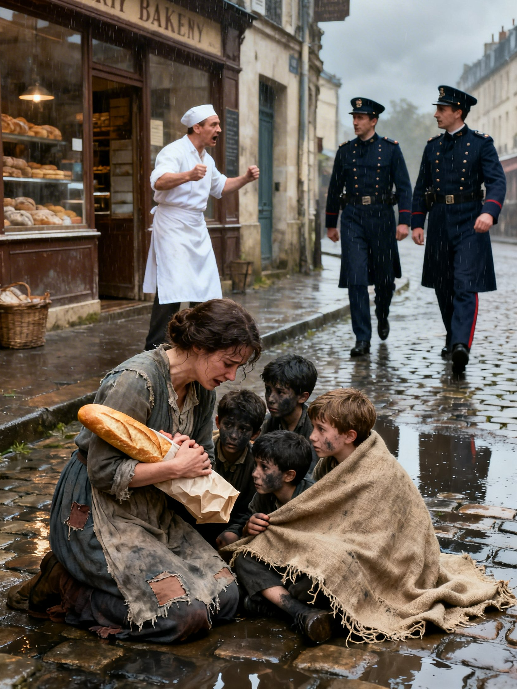 A Mother Stole Bread in Rainy Portland to Feed Four Hungry Kids—But When the Baker Called Police, Two Officers Uncovered the Truth and Changed Everyone’s Fate