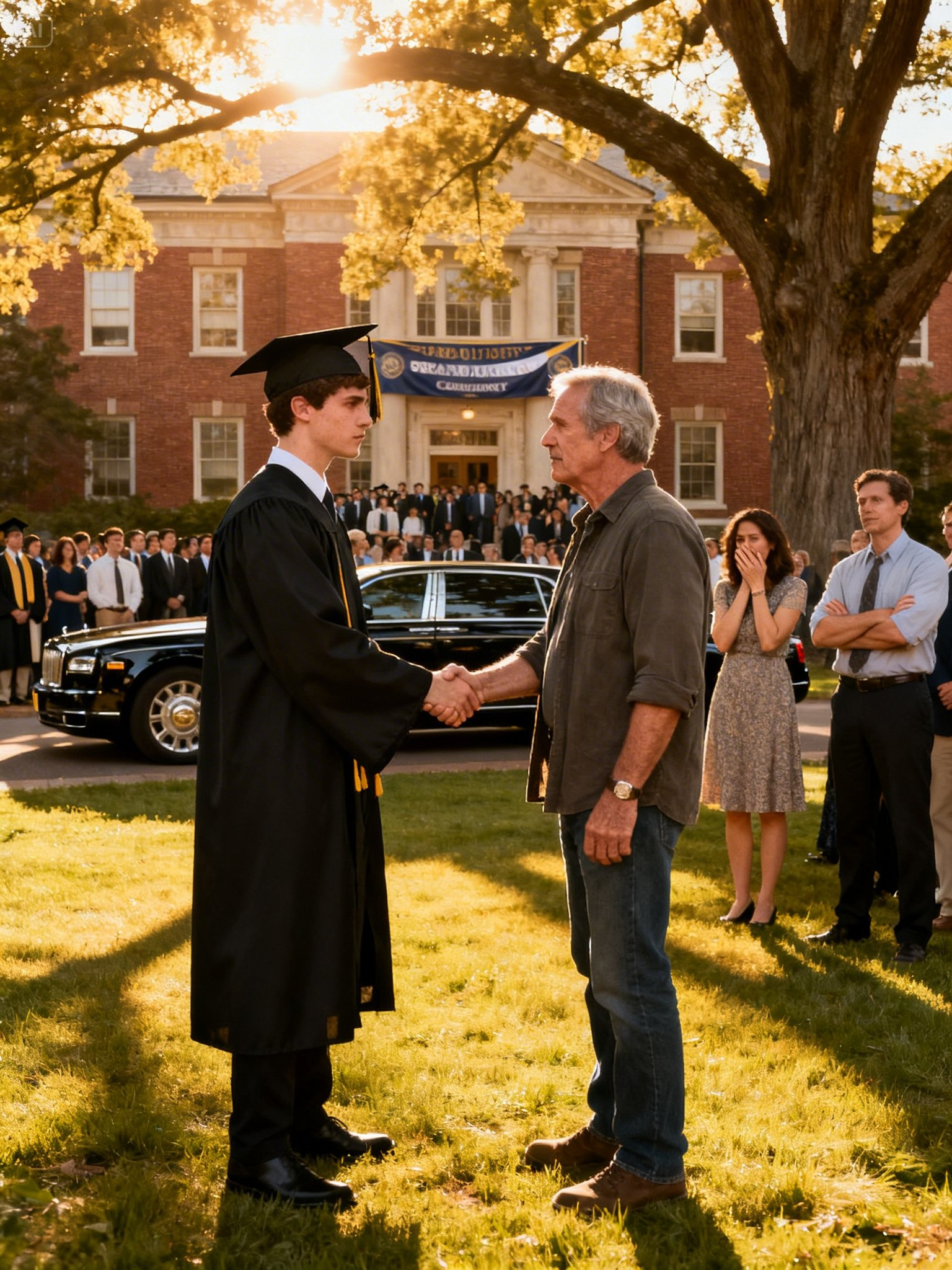 Poor Mechanic Raises Ex’s Child for 22 Years. On Graduation Day, Wealthy Mother Returns from California to Claim Him—The Ending Left the Entire University in Tears.