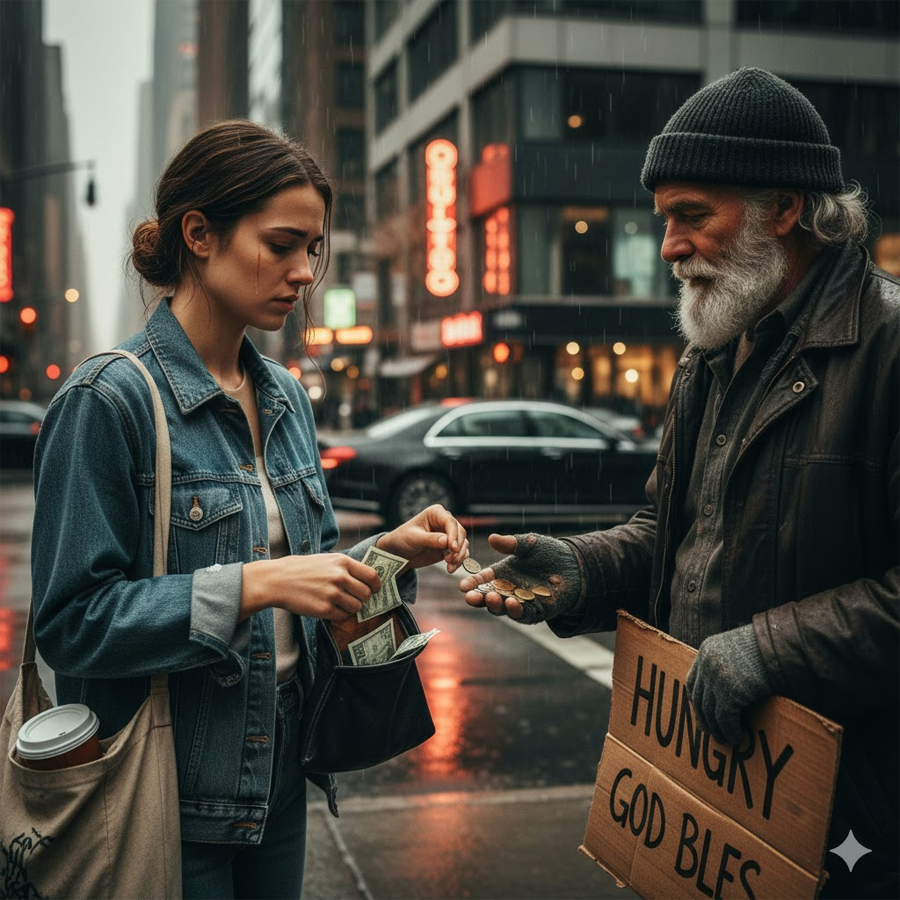 A Sad Jobless Girl Gave All Her Money to a Poor Homeless Beggar—Unaware He Was a Billionaire