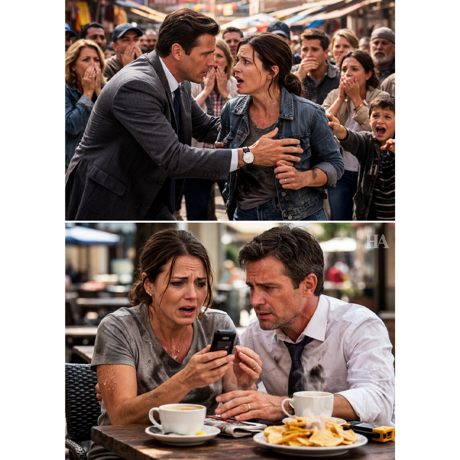 The first tomato hit the ground like a small red confession.